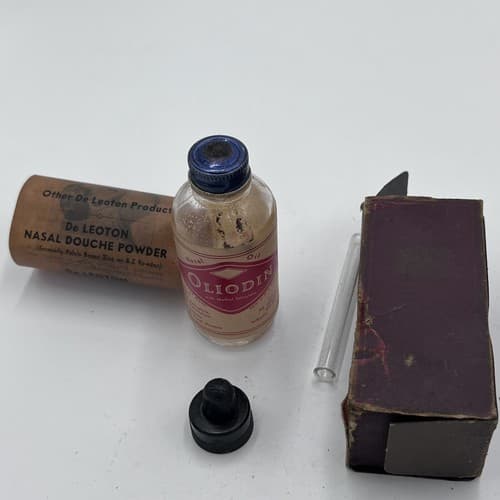 Rare Old Medicine Bottle OLIODIN NASAL OIL w/Dropper Original box,instructions