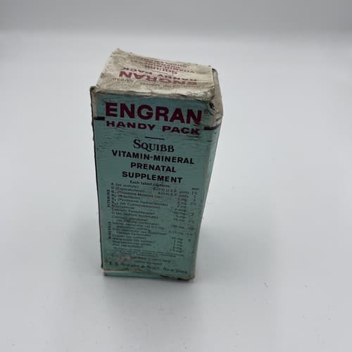 Vintage medicine for collection ENGRAN Prenatal Vitamin Suplements 1950's Squibb