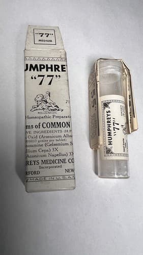 Vintage Humphreys Homeopathic Medicine No 77 Medium Common Colds , Empty