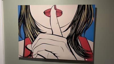 Vintage 1999 pop art print titled "Sssshhh" by Deborah Azzopardi, IKEA's Solmyra