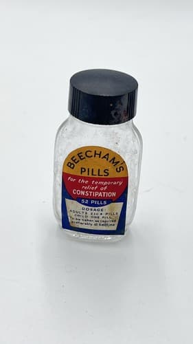 Vintage Beechams Pills glass bottle (empty) Nice label
