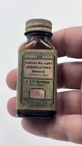 Vintagae ACRIFLAVINE LILLY Amber Medicine Bottle , EMPTY , NO Contents