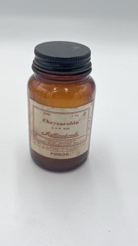 Rare Vintage Chrysarobin POISON Apothecary Medicine Bottle Mallinckrodt EMPTY