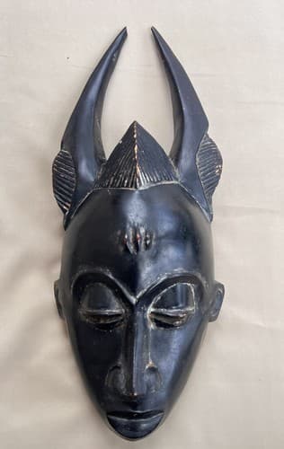 Guro Yaure Portrait Mask Figure Horned Cote d'Ivoire African Art