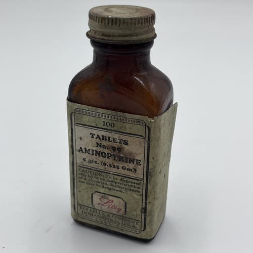 Vintage Medicine Bottle, Eli Lilly Aminopyrine EMPTY 4.5" #99