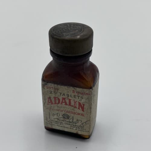 Vintage Winthrop ADALIN Carbromal bottle EMPTY RARE 3"