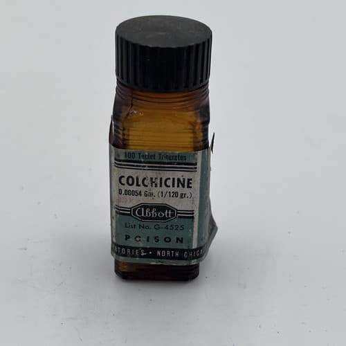 Colchicine Poison Bottle 2.75" Abbott LAB *** EMPTY NOT FOR CONSUMPTION ***
