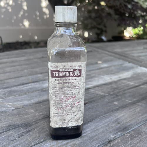 Vintage Dorsey Triaminicol Bottle 1 Pint EMPTY 8" 6045