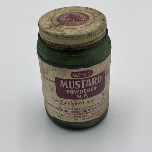 Vintage Apothecary Mckessons Mustard Powder jar with contents