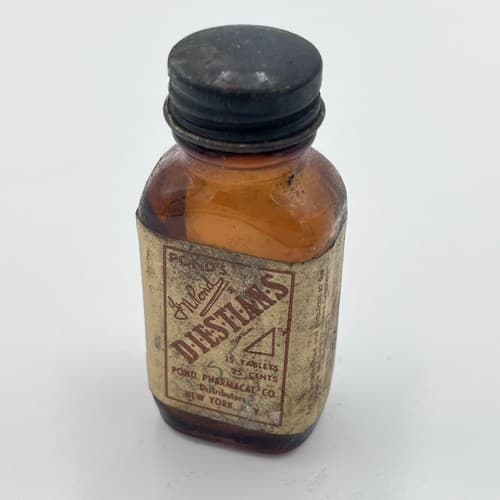 Vintage Advertising Bottle DIESTIANS PONDS NUX VOMICA Empty No Contents 1950's