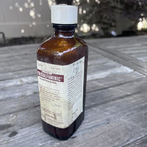 Vintage Dorsey Trisulfsaminic Suspension Bottle 1 Pint EMPTY 8" 1959