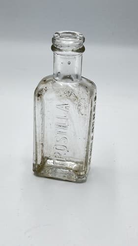 Nice Antique Holme's Fragrant Frostilla Hand Lotion Bottle Elmira NY 1910s Clear