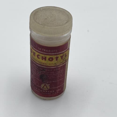 RARE Vintage DECHOTYL Decholin Ames Company Clear Glass Medicine Bottle EMPTY