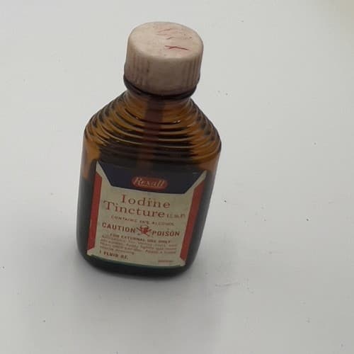 Vintage Rare REXALL Iodine Tincture Amber Bottle 1 FL OZ w/contents COLLECTIBLE