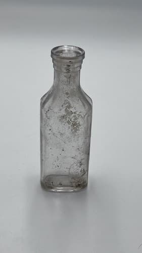 Vintage Blue Ribbon Quality Purity Embossed Measuring Glass Medicine Bottle