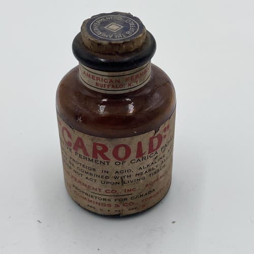 c1930s Caroid Carica Papaya The American Ferment Co. ,Apothecary Medicine Bottle