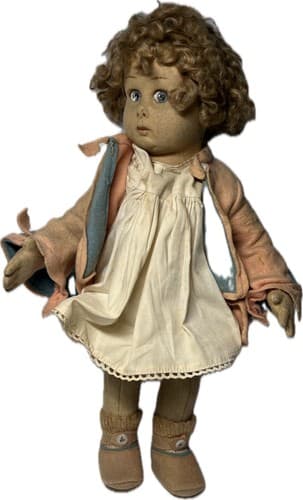 Beautiful And Rare 13" Blue Eyes Early Lenci Doll Felt original outfit