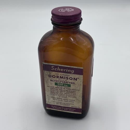 RARE 1950's DORMISON Schering Amber Bottle EMPTY, NO CONTENTS , FOR DISPLAY