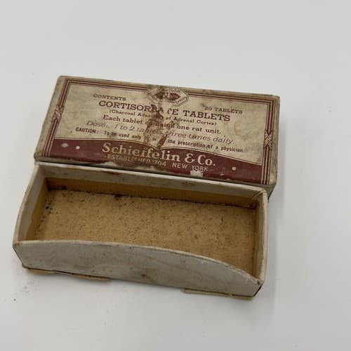 RARE 1940's Schieffelin Cortisorbate Adrenal Cortex EMPTY Box , Adverstising