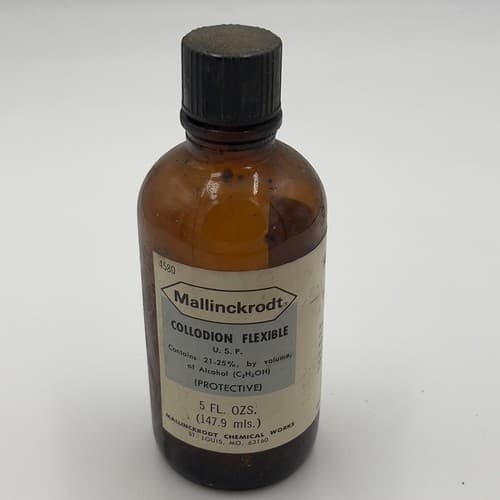RARE Vintage Collodion Flexible Mallinckrodt Amber Bottle ,EMPTY, NO CONTENTS