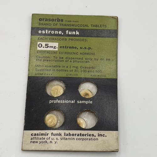 1950's Vintage Orasorbs Estrogenic Tablets Casimir Funk Labs for collection