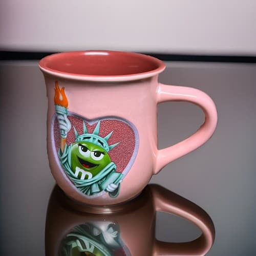 M&M's World Statue of Liberty Pink 3D mug Glitter Heart Chocolate for All 2016