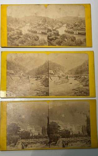 ( Lot of 3 ) Early 19th century Stereoview of a Swiss Alps