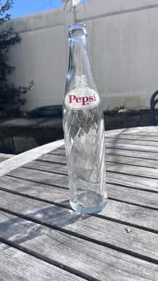 PEPSI COLA 16 oz Clear Twist Glass Bottle 1969