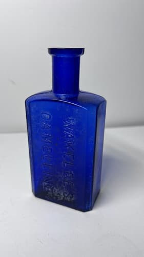 Wakelee's Camelline San Francisco 4 3/4" Cobalt Blue Tool Top Medicine Bottle
