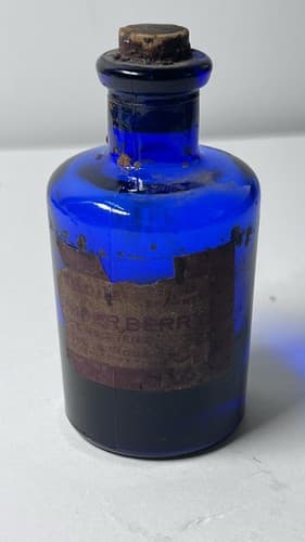 Antique Cobalt Blue Pharmaceutical Bottle "Oil Juniper Berry" Dodge & Olcott