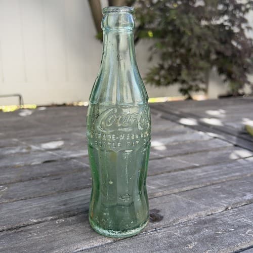 Coca Cola Vintage Embossed Green Heavy Glass Bottle Paterson NJ