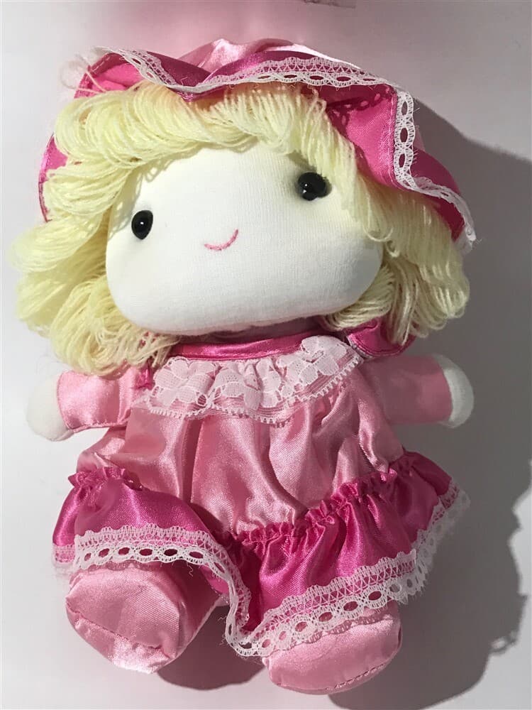 Vintage 1983 Daekor Doll Plush Pink, Made in Korea