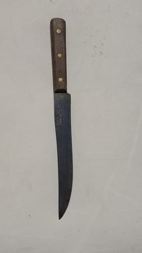 Vintage Anvil Hammered Carbon Steel Kitchen Chefs Knife Robeson RARE 8" BLADE