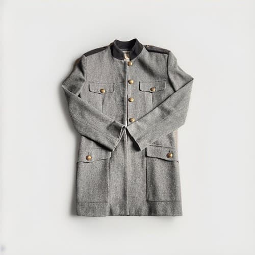 "STAGE" Vintage Military-Style Gray Wool Jacket w/ Brass Buttons - Women Sz 6
