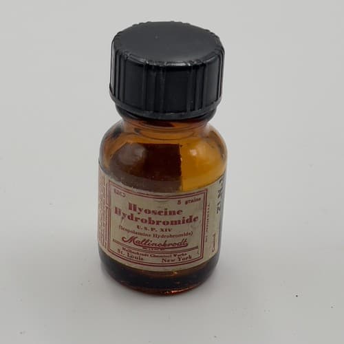 RARE Hyoscine Hydrobromide (Scopolamine) Mallinckrodt Poison Bottle bottle EMPTY