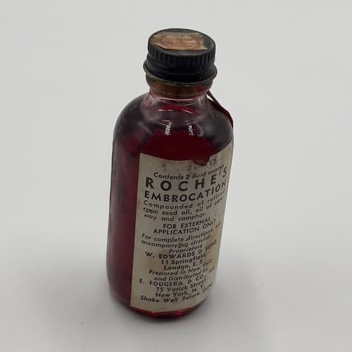 RARE Vintage Roche Full Embrocation Bottle 2fl oz