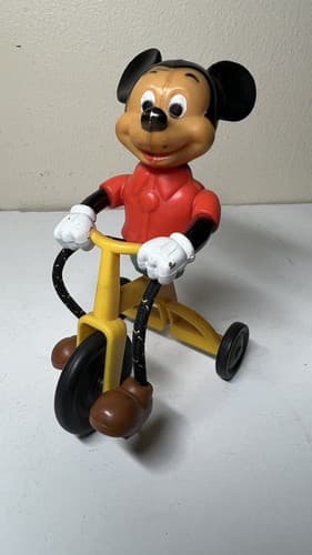 Disney's Vintage Mickey Mouse on Tricycle Gabriel Industries 1977 Action Toy