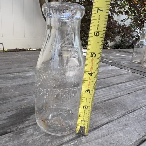 Vintage Glass Milk Bottle Sheffield Farms Co New York #4 Half Pint NY Dairy Pat