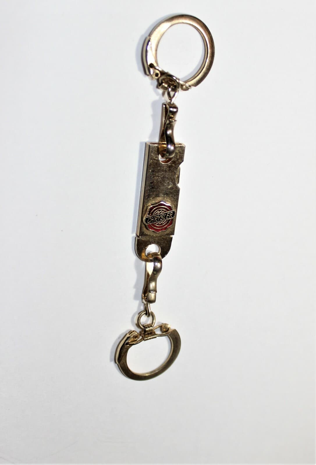 Vintage Chrysler Double Key Fob Key Chain with Rings Rare