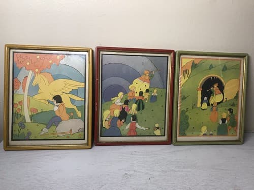 1930S CHILDREN BOOK ILLUSTRATION SILKSCREEN BY JACK PERKINS ( Set of 3 )