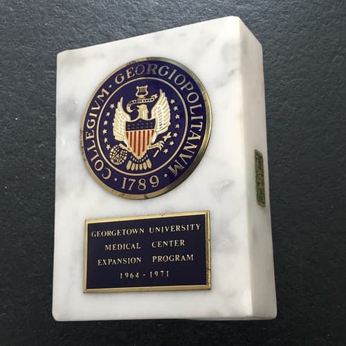 Vintage Georgetown University Official Seal Fine Marble Base Paperweight