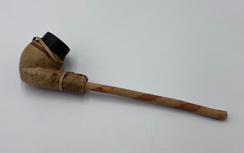 Rare West African Clay Pipe wrapped in leather