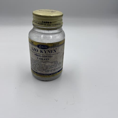 Vintage 1950's AZO-KYNEX PYRIDIUM Tablets Medicine Bottle Collectible