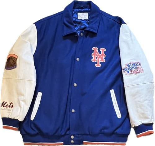 Vintage G-III Carl Banks G3 Mets Limited Edition Jacket Leather/Wool 3XL