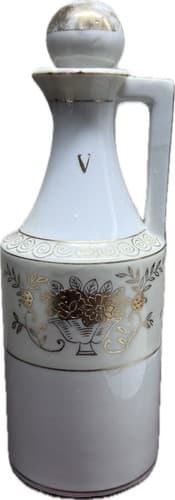 Vintage Gold Decorated White Japan Porcelain Vinegar decanter 7"