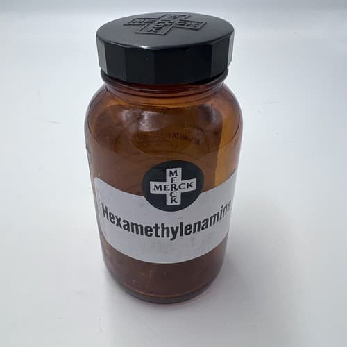 4.75" Merck Hexamethylenamine Antique Amber Apothecary Pharmacy Medicine Bottle