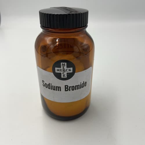 Merck Sodium Bromide Antique Amber Apothecary Pharmacy Medicine Bottle Empty