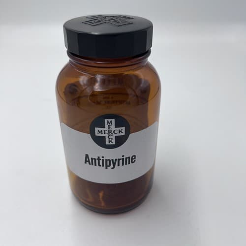 4.75'' Merck Theophylline Ethylenediamine Amber Apothecary Pharmacy Bottle