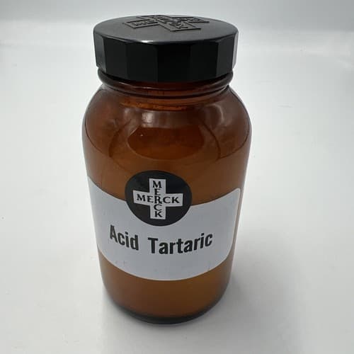 4.75'' Merck acid tartaric Amber Apothecary Pharmacy Bottle
