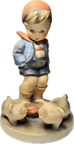 Vintage 1970s Goebel Hummel Figurine Farm Boy w/pigs W Germany 5 1/4”Tall TMK-3